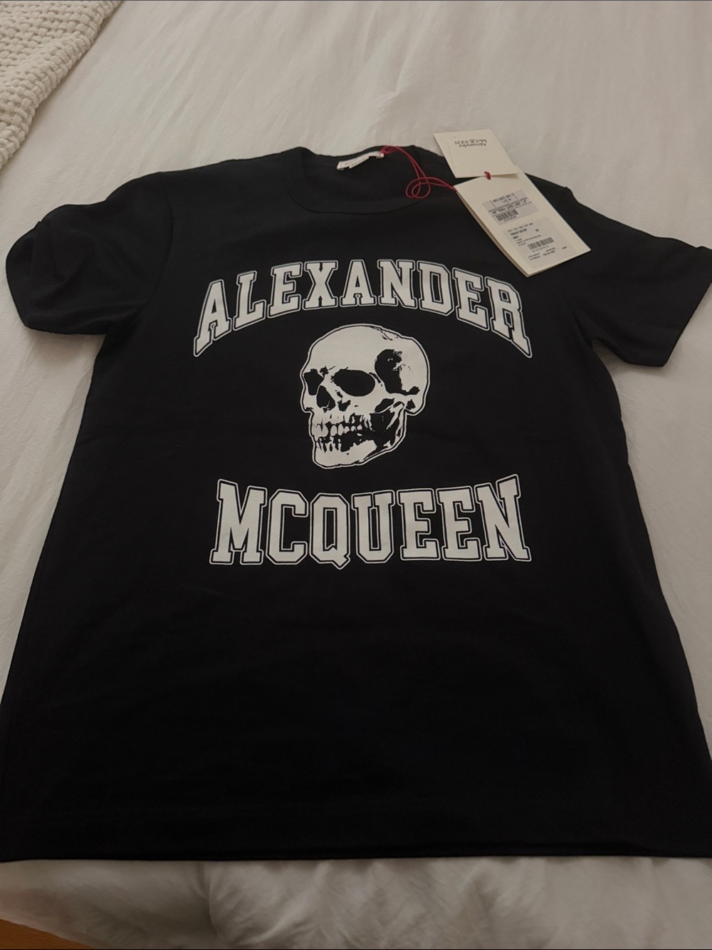 Alexander McQueen Black T-Shirt with White Skull and Logo
